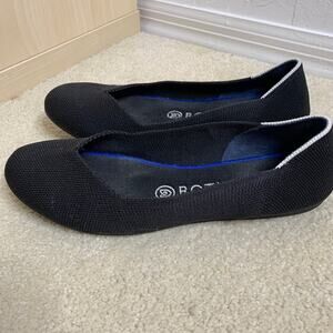 Rothy's Women's Size 7.5 US The Flat Black Round Toe Knit Slip On Shoes Flats